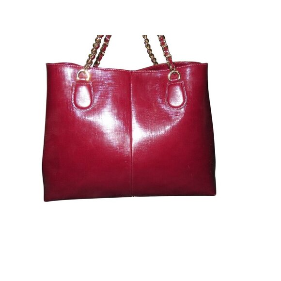 Coach 2014 Peyton Oxblood Saffiano Leather Chain Tote with expandable sides - Picture 2 of 14